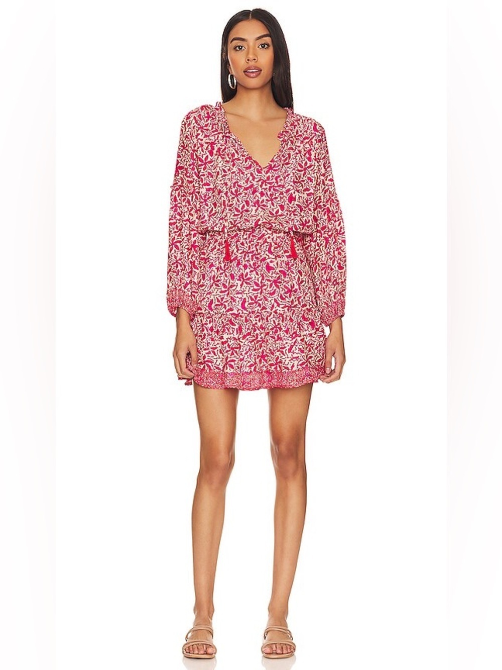 NWT Natalie Martin Maggie Gloriosa Pink Floral Long Sleeve Mini Dress Smal